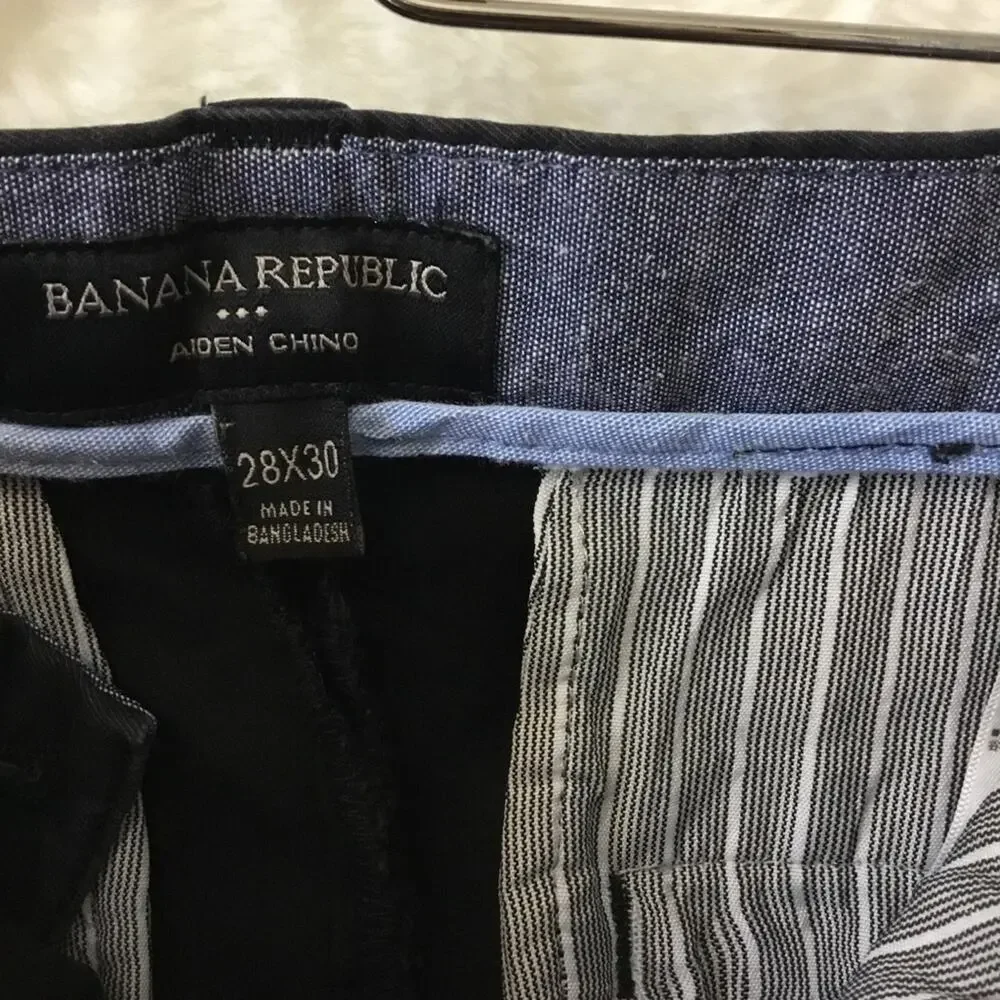 Banana Republic Black Men's Flat Front Aiden Strength Chinos
